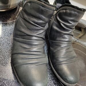 Miz Mooz Black Leather Ankle Boots